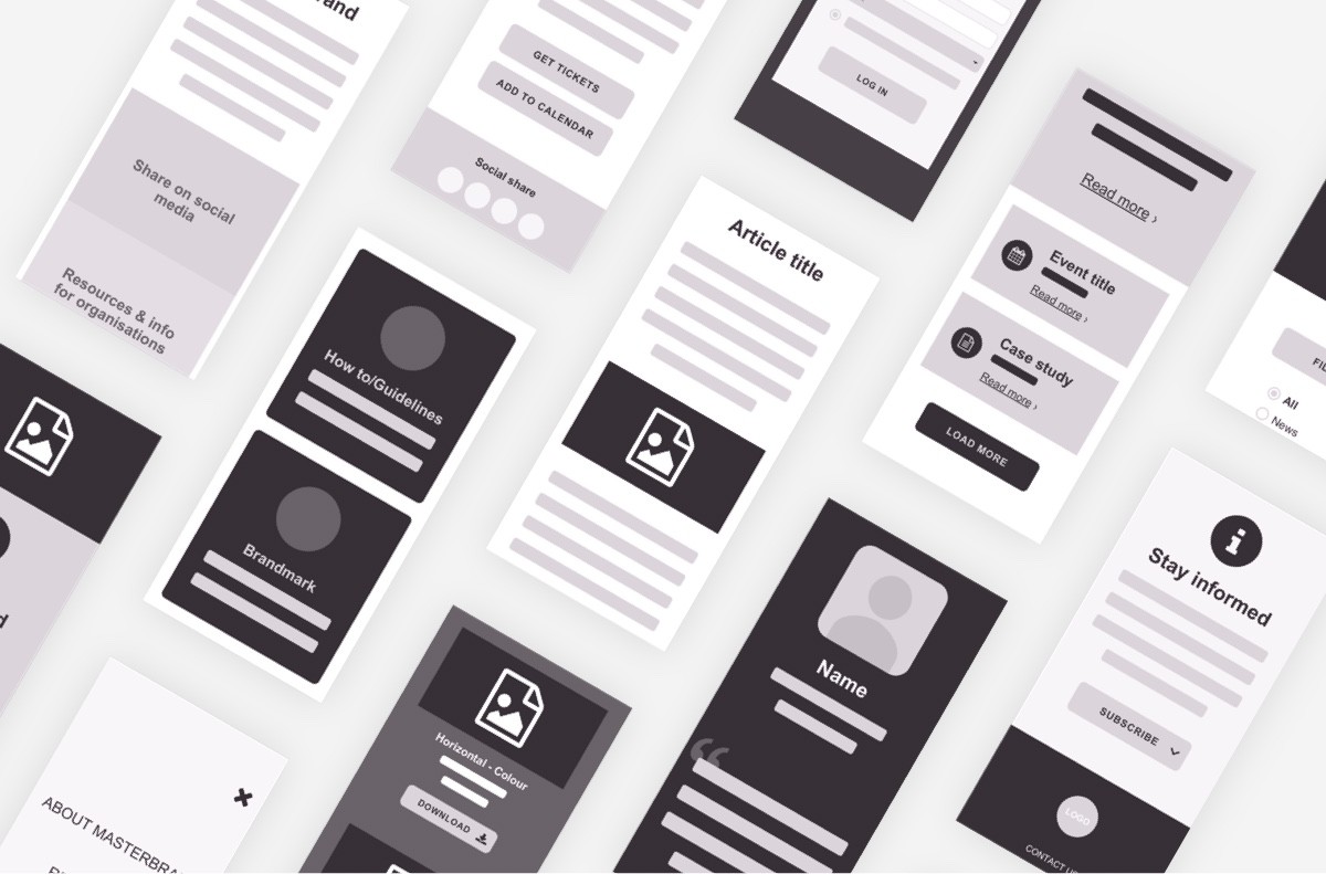 Mobile wireframe screens