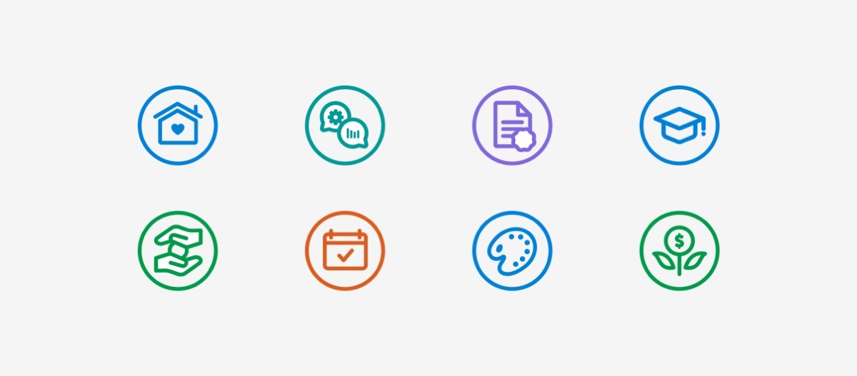 Set of branded icons